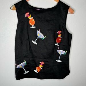 CJ Laing Embroidered Cocktail Drink Outfit Top & Capri Pants SZ 6